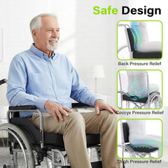 Wheelchair Cushions, Bed Sore Cushion 2-Piece Set – Wheelchair Lumbar Pillow,Gel