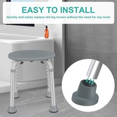 4 Pcs Slope Gray Rubber Feet for Bath Chairs – Corrosion-Resistant & Reliable