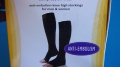 Shape To Fit 18 mmHg Knee High Open Toe Anti-Embolism Stockings, Medium, Beige