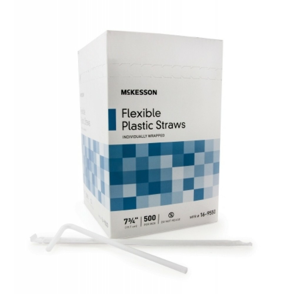 McKesson Flexible Drinking Straw, 7.75 Inch, Individually Wrapped, Box of 500