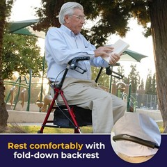 Rollator Walker with Seat, Durable Steel Frame, Adjustable Height