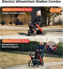 400W Paiseec Foldable Electric Wheelchair Intelligent All Terrain Rollator 300LB