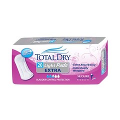 TotalDry Light Pads Regular, 10.75″ Long Pack(age) of 20