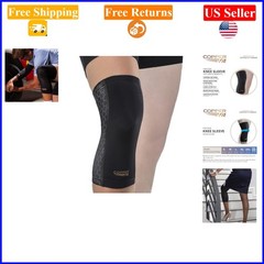 Adult Black Copper-Infused Compression Knee Sleeve for Running, Large