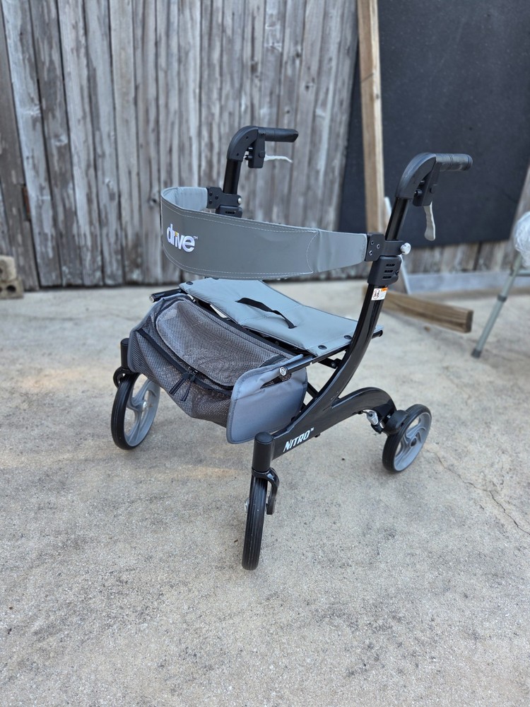 Drive Medical Nitro Euro Style Walker Rollator, Hemi Height, Black