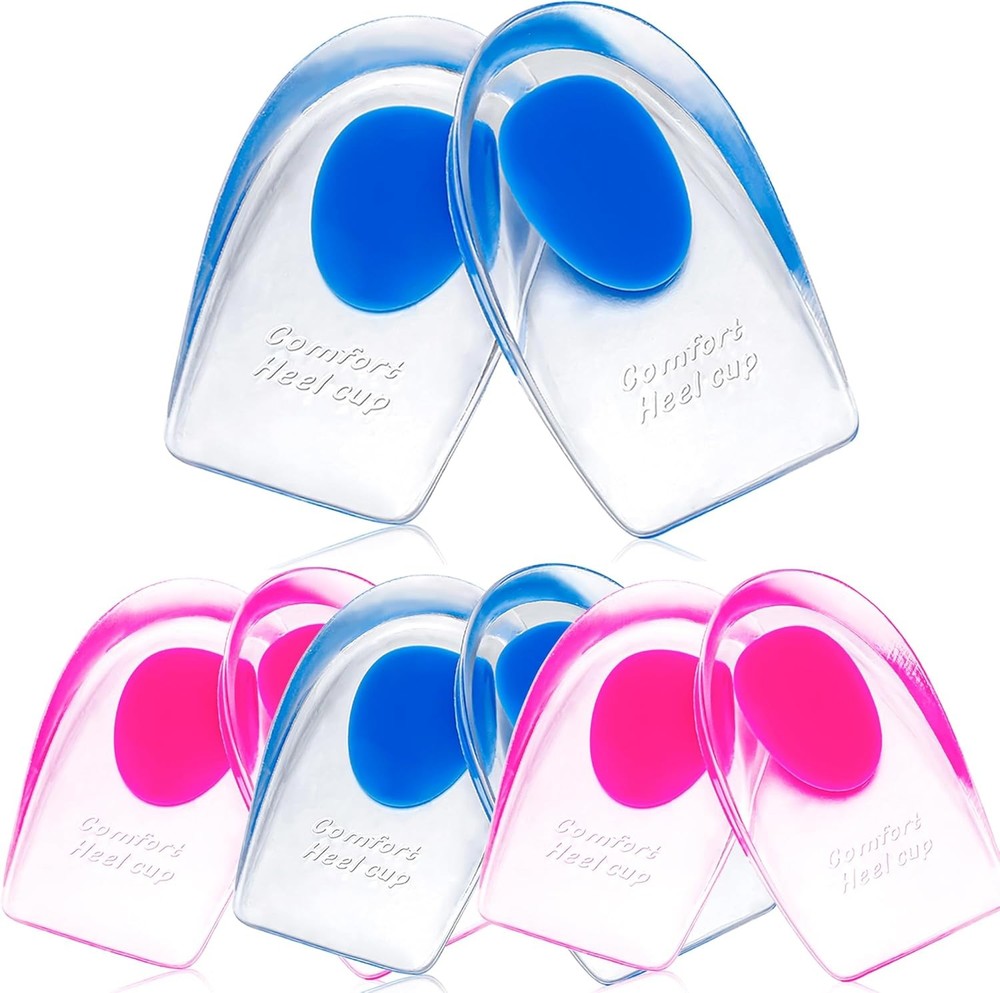 Gel Heel Cups for Heel Pain Relief – Shock Absorbing Silicone Inserts for