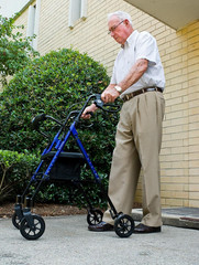 Lumex Height-Adjustable Rollator with Seat for Seniors – Blue Rolling Walker