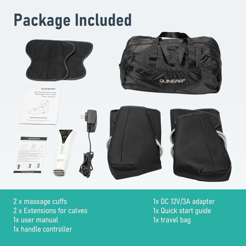 Quinear Air Compression Therapy Device Boots QN-021-A Heat & Massager for Pain