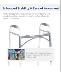 Drive Medical Deluxe 2-Button Folding Walker, Silver, 10200-1 Lightweight
