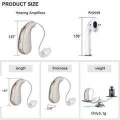 Hearing Amplifiers Pair Rechargeable with Charging Box 400H Long Lasting Seniors