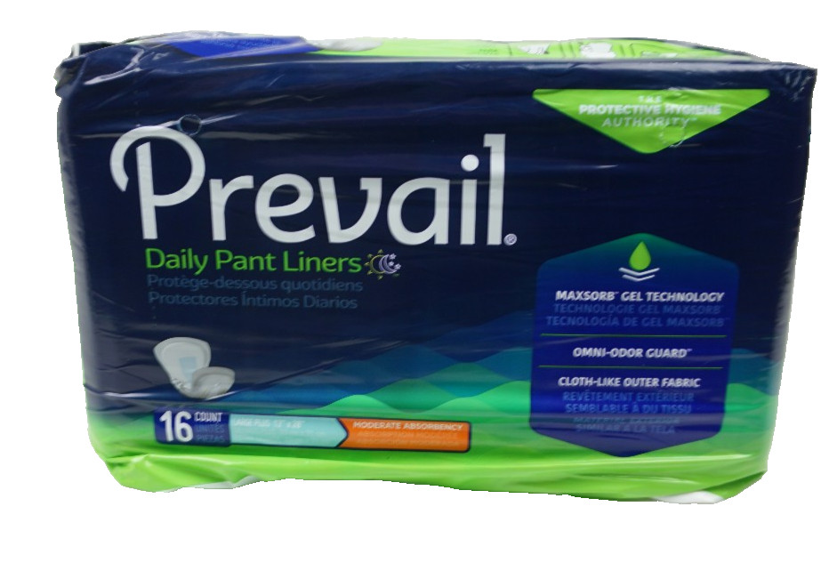 Prevail Daily Pant Liner Incontinence Elastic Large Plus 13“ x 28“ – Bag of 16