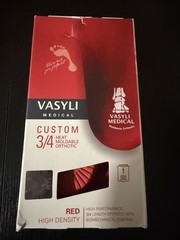 Vasyli Medical Custom 3/4th Heat Moldable High Density Orthotic Insoles Size L
