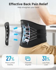 Back Brace for Lower Back Pain – Wide Lumbar Panel, 7 Stays & 3D Triangle Pad…