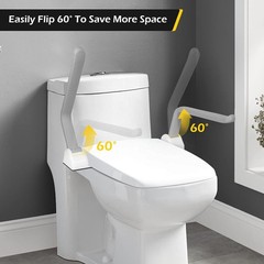 Dyna-Living Toilet Safety Rail 480lbs Flip-Up Armrest Aluminum Frame Senior