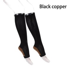 Open Toe Compression Socks 1 Pair Knee High Zipper Support Stockings Unisex