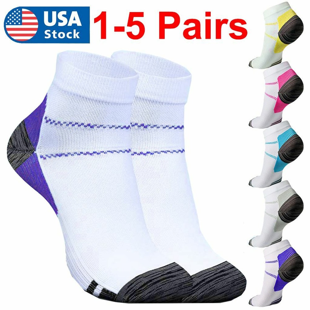 1-5 Pairs Compression Socks Plantar Fasciitis Arch Ankle Run Support Men Women
