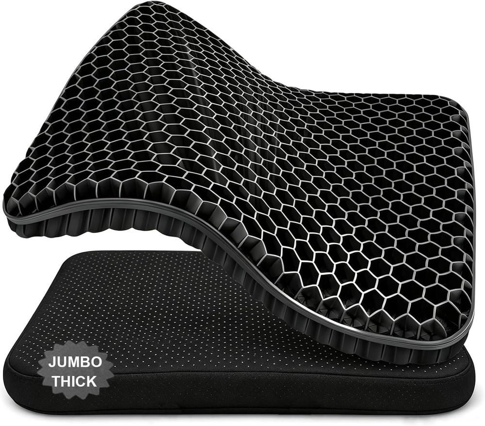 Gel Seat Cushion for Long Sitting Hip Pain, 20X20Inch Jumbo Thick Soft & Breatha