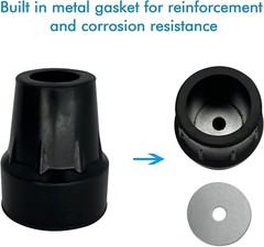 Cane Tips – Skid-resistant Rubber – Metal Reinforced – 3/4 Inch (Pack of 2