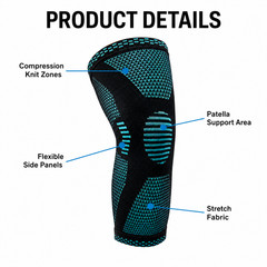 POWERLIX Knee Brace Compression Sleeve Support Men Women Running Gym Medium Teal