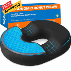 DailyCuddles Donut Pillow for Tailbone Pain, Hemorrhoids – Large, Black