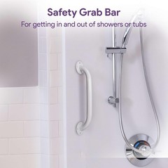 18″ White Grab Bar for Bathtubs & Showers – Powder Coated Steel