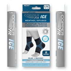 Copper Fit ICE Menthol Plantar Fascia Compression Foot Sleeves Arch Support