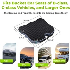 Wedge Car Seat Cushion Memory Foam Non-Slip Adjustable Straps Driving Comfort US