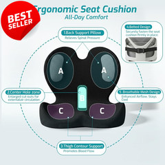 Memory Foam Trucker Seat Cushion w/ Lumbar Support for Driving Back Pain – US