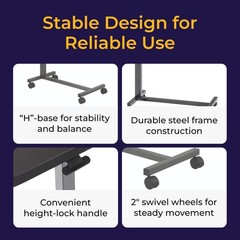 Drive Medical Overbed Table with Wheels – 1 Count (Pack of 1), Silver Vein