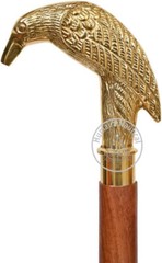 Golden Brass Polish Raven Crow Head Fashion Design Strong Sturdy Beautiful Stick