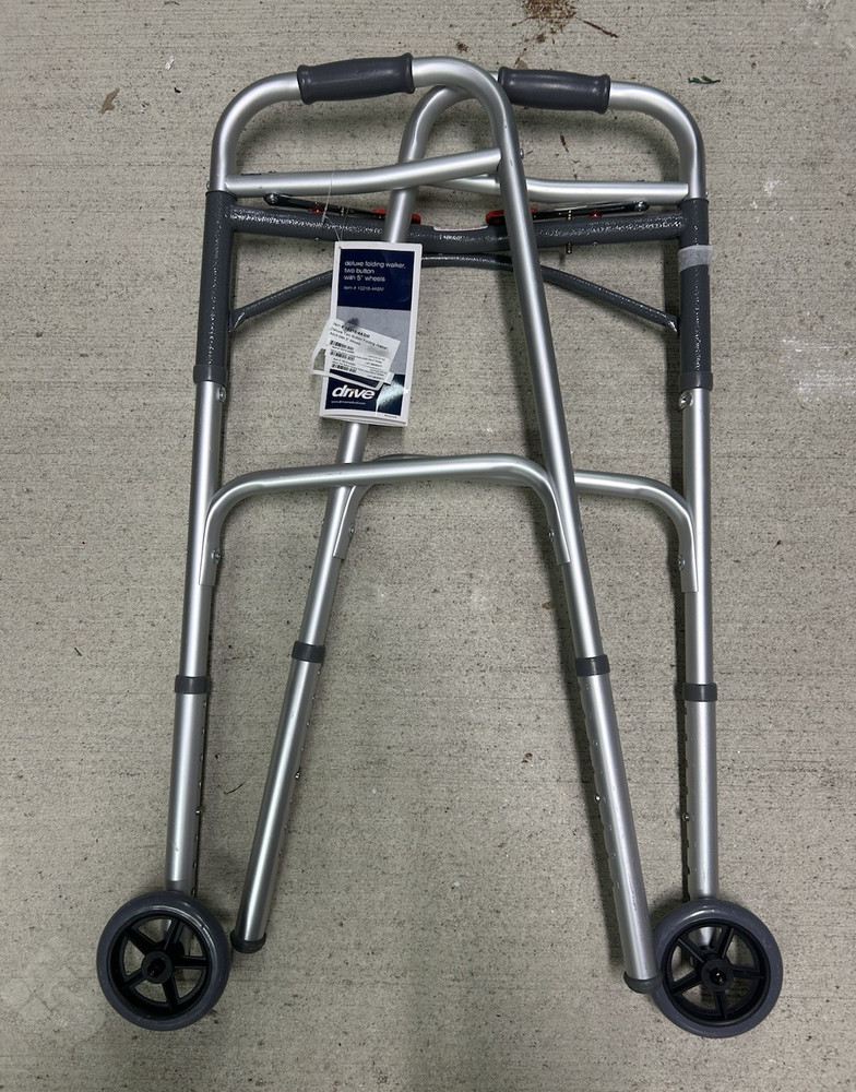 Drive Folding Walking Frame, Adjustable Height, 2x 5″ Wheels 10210-4ASM