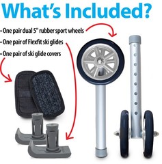 Heavy Duty Bariatric 5″ Walker Wheel Kit with Universal Flexfit Universal Ski Gl