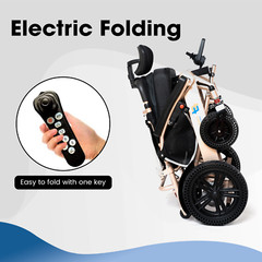 Fold And Travel Auto Recline Lightweight Foldable Electric Power Wheelchair