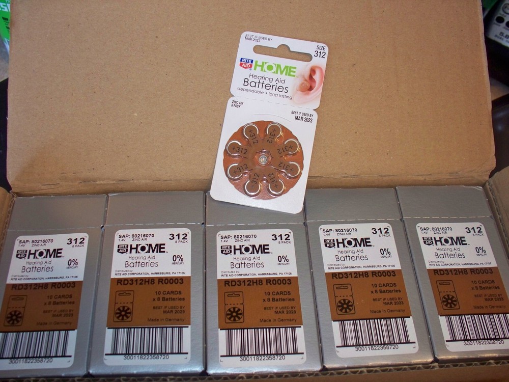 400 RITE AID HEARING AID BATTERIES 312 1.4V ZINC AIR NO MERCURY EXP 2023 NEW