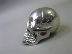 Brass Silver Finish Vintage Brass Skull Head Handle for Wooden Walking Cane gift