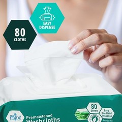 „MED PRIDE Disposable XL Premoistened Washcloths 8” x 12” Pack of 80 – Adult