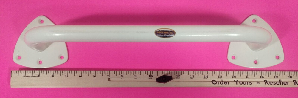 Grab Bar safety rail W-16 white painted steel with mounting hardware N.I.B Open
