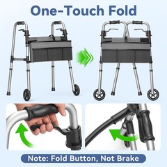 Loyoda Compact Standard Folding Walker With Basket, Black/Gray, FBL830250