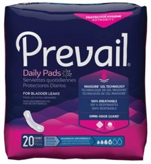 PREVAIL Daily Pads Moderate Absorbency 160 (8 packs of 20) Bladder Protection