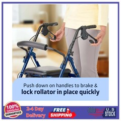 Medline Lightweight Aluminum Rollator Folding Walker 6 Inch Wheels Blue 250lb…