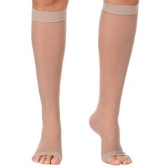 Made in USA – Sheer Compression Socks for Women 20-30mmHg with Open Toe – Toe…