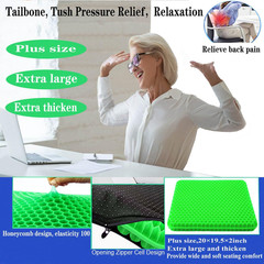 Plus Size Gel Seat Cushion for Long Sitting, Large Cooling Supportive Seat Pad f