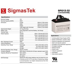 SigmasTek SPG12-32 GEL Battery 12V 32AH Battery