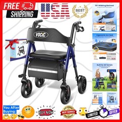 Walkers for Seniors, Z21 Rollator Walker with Seat Supports 350lb, 8″ Big Whe…