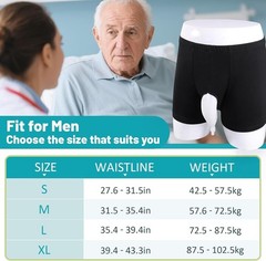 Wearable Urine Bag for Men, Reusable Leakproof with Elastic Waistband, Black