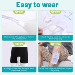 Wearable Urine Bag for Men, Reusable Leakproof with Elastic Waistband, Black