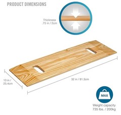 Bariatric Transfer Board Heavy Duty 32×10 Wood Slide Board w/Handles-Hold 735 Lb
