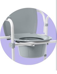 Medline 3-in-1 Steel Bedside Commode, Elongated Seat, 350 lb. Weight Capacity