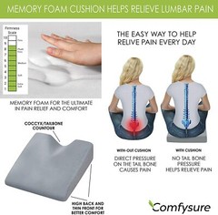 COMFYSURE Car Seat Wedge Pillow – Memory Foam Firm Cushion – Orthopedic