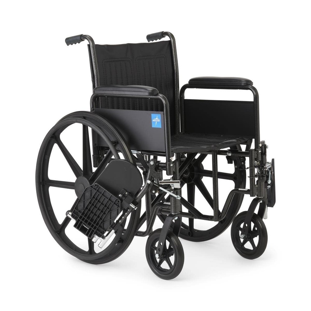 Medline Excel K1 Basic Wheelchair 18″ Wide Seat with ELR Leg Rests
